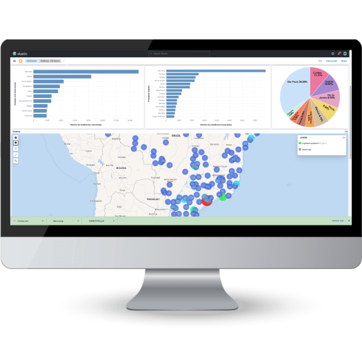 Tela de computador com o layout do “Audience”, com um mapa do Brasil e diferentes gráficos.