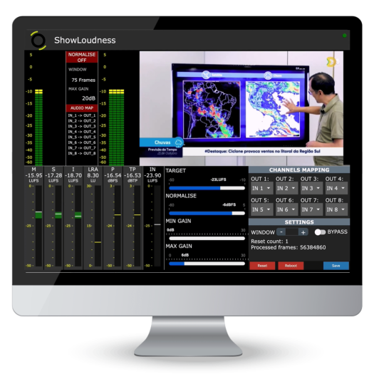 Tela de computador com o layout do “ShowLoudness”.